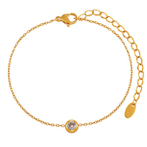 Bracciale a catena personalizzato in acciaio inossidabile leggero stile coreano, con zirconi cubici dorati, regalo per la <span class=keywords><strong>zia</strong></span> per il Capodanno - Product Image 1