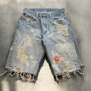 DiZNEW 2025メンズ夏用ジーンズショーツカスタムメイド高級デニムカスタマイズ可能なロゴパターン工場直販 - Product Image 4