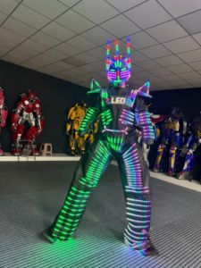 Traje de robot LED de píxeles a todo color, chaqueta láser David <span class=keywords><strong>Guetta</strong></span>, disfraz luminoso de Ranger Stilts, seda/algodón, para actuaciones en escenario para hombre - Product Image 2