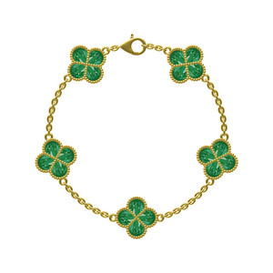 Conjunto de Pulsera y Pendientes de Oro de 18K con Malaquita Verde de Alta Gama para Niñas, Venta al Por Mayor. - Product Image 2