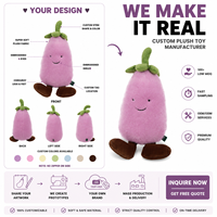 Peluche personnalisée en coton PP, douce et rembourrée, en forme de banane, pomme, légumes, avec visage souriant, coussin personnalisé