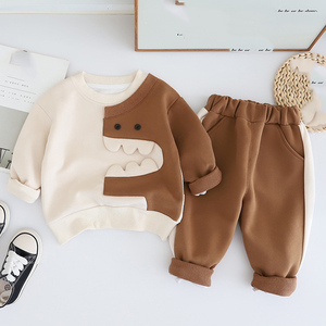 Conjunto de Moletom de Algodão para Bebês e Crianças Pequenas, Estilo Casual com Gola Redonda, Conjunto de Duas Peças para Meninas e Meninos - Product Image 3