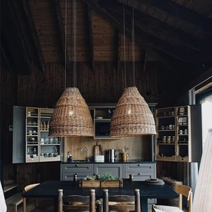 Tige de saule grande vigne ronde abat-jour suspension <span class=keywords><strong>plafonnier</strong></span> fait à la main nouveau style suspension en rotin - Product Image 1