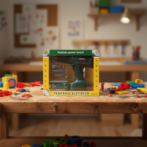 Taladro eléctrico de juguete con brocas y regla para niños mayores de 3 años, funciona con pilas de 1.2V AA incluidas - Product Image 1