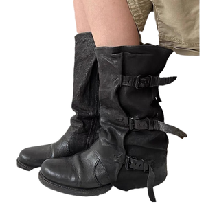 Stivali al ginocchio da donna personalizzati a metà polpaccio Casual invernale <span class=keywords><strong>con</strong></span> Design in PU <span class=keywords><strong>con</strong></span> fibbia multipla - Product Image 1
