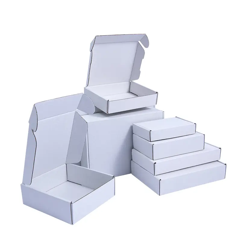 Cartons d'expédition de boîte d'expédition d'emballage plat ondulé de papier blanc se pliant