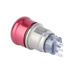 Bouton poussoir d'arrêt d'urgence en laiton à tête champignon 19 mm 3 broches, 1NO1NC/2NO2NC, bouton rouge, interrupteur de sécurité E-stop - Product Image 1