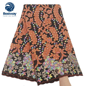 Tissu en dentelle africaine avec paillettes, tulle brodé français, pour mariage, nouvelle collection - Product Image 6