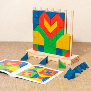 Blocs de construction triangulaires en gros pour enfants, blocs de construction éducatifs en bois, jeu d'entraînement à la réflexion, blocs de puzzle en bois - Product Image 1