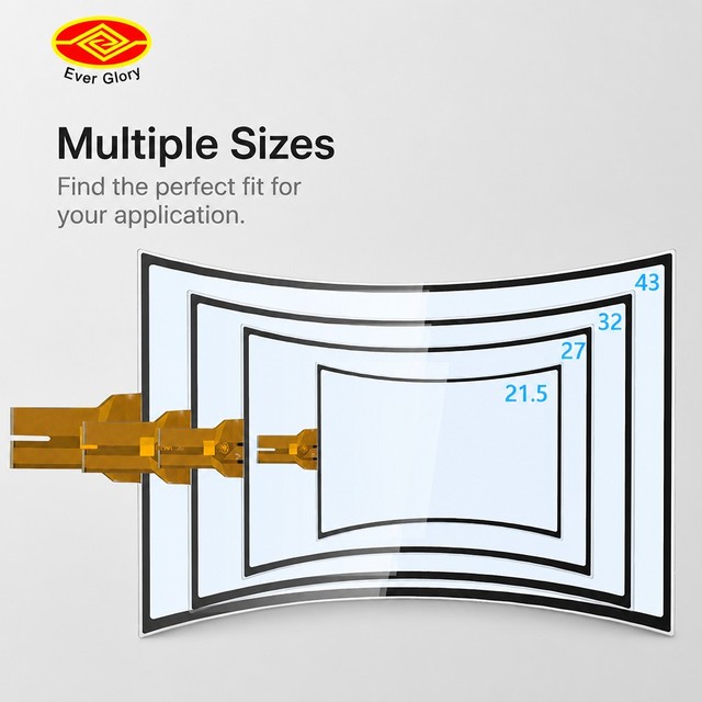 43 Inch Custom Curved Touch Screen J Shaped Touch Overlay USB PCAP Large Touchscreen Display for Game Machine OEM