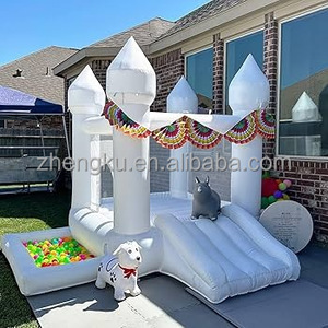Maison de rebond blanche gonflable avec toboggan pour fêtes en plein air et mariages <span class=keywords><strong>Location</strong></span> de <span class=keywords><strong>château</strong></span> sautant plein d'entrain - Product Image 3