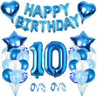Bleu 15-18 ans garçon anniversaire Fiesta fête décoration fournitures ensemble 15 numéro feuille ballon anniversaire confettis ballons latex bouquet