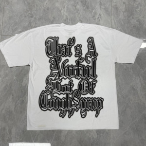 T-Shirt da Uomo Casual Oversize di Alta Qualità in Cotone 100% Stile High Street con Scritta "That's an Awful Lot of Cough Syrup" Scansionabile - Product Image 3