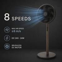 Ventilateur de sol silencieux à 8 vitesses, télécommandé, 12 pouces, hauteur réglable, moteur BLDC, double couche, 7 pales, batterie, pour la maison et le bureau