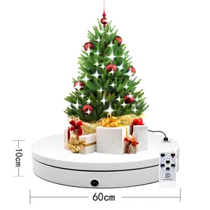 크리스마스 트리 장식용 콘센트가있는 60cm 헤비 듀티 전기 턴테이블 디스플레이 스탠드 회전 플레이트 스피너