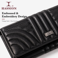 Dompet Kulit Merek Hassion Dompet Wanita Kulit Asli Desain Panjang Dompet Wanita Kapasitas Besar Dompet Mewah Desainer Wanita