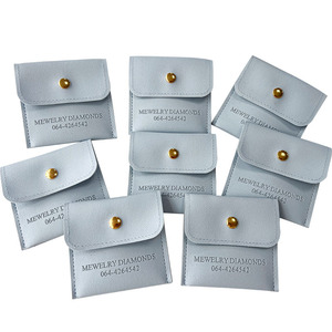 Biểu Tượng Tùy Chỉnh PU Da Đồ Trang Sức Phong Bì Pouch Với Nút Phụ Kiện Nhỏ Bé Màu Xanh Lưu Trữ Flap Túi Cho Vòng Cổ Bông Tai - Product Image 4