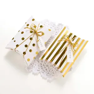 Caja de almohada personalizada de calidad, embalaje de papel de caramelo, Chocolate, oro blanco, recuerdo de fiesta de boda, caja de regalo, venta al por mayor
