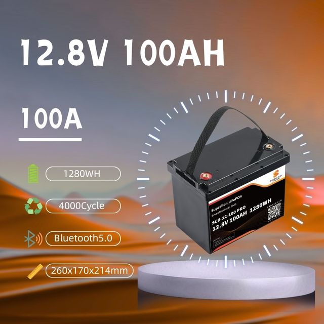 EU Stock 12.8V 100Ah Automotive Grade LiFePO4 Deep Cycle Battery CE Certified Built-in Bluetooth Smart BMS APP 4000+ Cycles