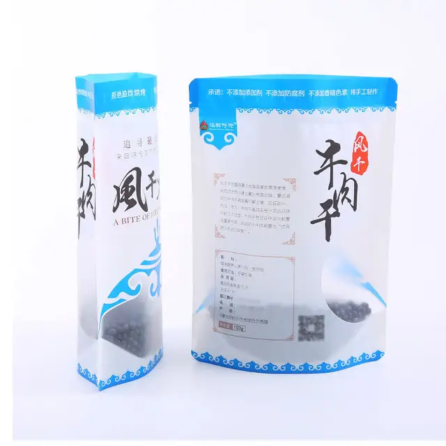 Customized reusable food packaging plastic zipper standing po