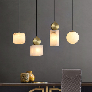 Lampes suspendues LED modernes et simples en marbre lunaire pour la décoration de la chambre à coucher, petite surface, chevet, avec un angle de faisceau de 360 degrés, blanc chaud - Product Image 3