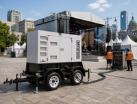 Générateurs diesel remorquables Cummins 92 kW, générateur de type remorque 115 kVA, générateur diesel refroidi par eau, générateur monophasé sans balais AC