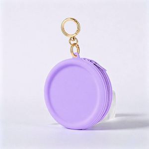 Bolsa de Maquillaje Circular de Silicona, Color Sólido, para Audífonos, Cables de Datos, Portátil, con Cierre y Llavero, en Stock - Product Image 1