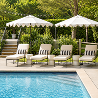 Chaise longue d'extérieur réglable et inclinable, lit de soleil beige avec coussin imperméable, pour piscine, villa, jardin, patio, mobilier de loisirs