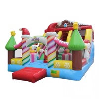 Château gonflable commercial moderne en PVC 0,55 mm avec toboggan et souffleur, capacité de 800 kg, garantie de 3 ans - Portable intérieur/extérieur