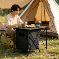 Table de cuisine extérieure moderne en métal portable avec cuisinière pliable, table de pique-nique légère pour le camping, les dîners, les ateliers et l'utilisation en ferme