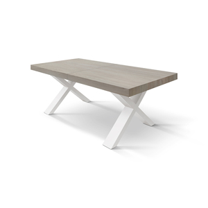 Sofia Extendable <b>Dining</b> <b>Table</b> 160 To 240 Cm Pearl Elm <b>Top</b> White Crossed Legs Internal Use - Product Image 1