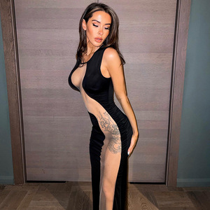 <span class=keywords><strong>Abito</strong></span> 2025 da donna aderente in maglia Patchwork di prospettiva <span class=keywords><strong>abito</strong></span> <span class=keywords><strong>lungo</strong></span> da sera elegante <span class=keywords><strong>abito</strong></span> da sera estivo <span class=keywords><strong>nero</strong></span> da Club - Product Image 4