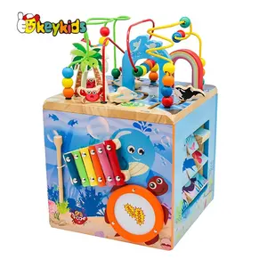 hot sale educational wooden ocean activity cube for kids W12D193