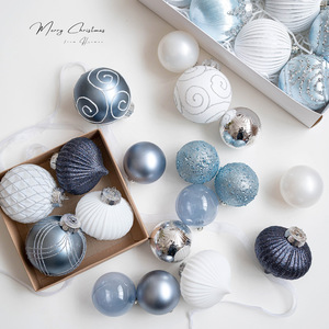 Blue Handmade Fancy Plastic Ball 6/8cm Classic Style Waterproof <b>Mini</b> <b>Christmas</b> <b>Tree</b> Decoration Hanging Ornament for Home Box - Product Image 1