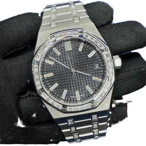 Arabic Full White Tone Dial Quartz Movement VVS Diamond Moissanite Stainless Steel Band Luxury Fashion 3BAR Water Resistant 20mm - Product Image 1