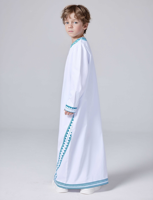 Ramadan musulman moyen-orient arabe dubaï malaisien garçon imprimé Robe ample chemise boutonnée