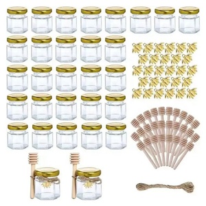 Hot Bán 1.5Oz Hình Lục Giác Thủy Tinh Nhỏ Mật Ong Lọ Với Cái Gáo Kim Loại Nắp Và Bee Mặt Dây Chuyền Cho Ủng Hộ Đám Cưới, Ủng Hộ Đảng - Product Image 3