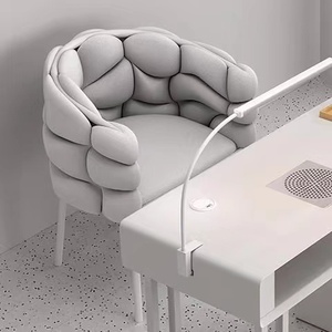 Nouveau design velours beige touffeté minimaliste chaise de restaurant chaise de manucure maquillage chaise de salle à manger - Product Image 2