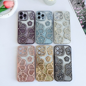 Long Lanh Hoa Kim Cương Sang Trọng TPU Bướm Bling Mạ Điện 3D Gradient Hoa Mềm Mại Thời Trang New Điện Thoại Di Động Trường Hợp - Product Image 4