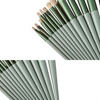 Ensemble de 13 pinceaux de maquillage portables en gros, fibres synthétiques, manche en plastique, pinceaux portables pour fard à joues et fard à paupières
