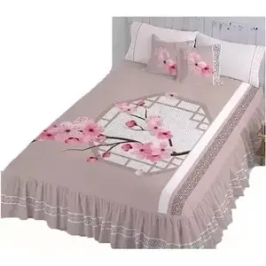 Juego de Edredón Queen Size Sayuri, 50% Algodón, Diseño de Flores de Cerezo, Estilo Japonés Coreano, Ropa de Cama para el Hogar - Product Image 1