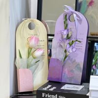 Support d'affichage en carton personnalisé pour emballage de fleurs, carte cadeau portable avec trou de suspension