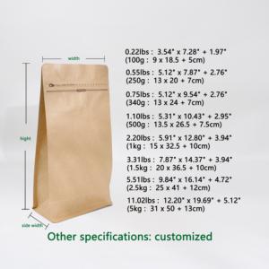 Bolsa de café con válvula de desgasificación multiusos 100G 250G 500G 1KG respetuosa con el medio ambiente al por mayor, bolsas de café al por menor de <span class=keywords><strong>supermercado</strong></span> - Product Image 5