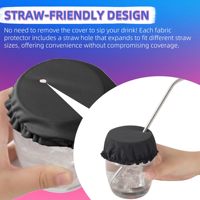 Housse de tasse réutilisable en polyester élastique avec trou pour paille, style mode, protection toutes saisons pour usage extérieur