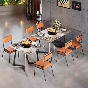 Lastra di roccia di lusso italiano moderno Hot Pot tavolo quadrato sedia combinazione High-End per <span class=keywords><strong>Bar</strong></span> e ristoranti commerciali - Product Image 4