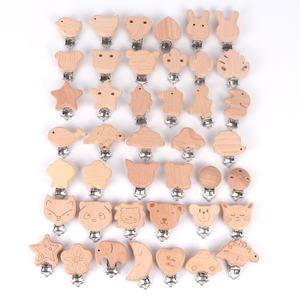 ขายส่งที่กำหนดเองสีไม้ธรรมชาติ Pacifier คลิป Beech ไม้เด็ก Pacifier คลิป - Product Image 2
