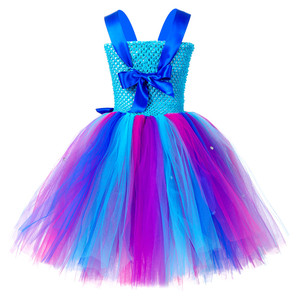 Robe de soirée pour enfants faite à la main sur le thème de la mer, robe en tulle pour fête d'anniversaire, tenue de séance photo, costume de sirène pour enfants avec étoile de mer et coquillage - Product Image 3