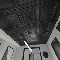 Coller les carreaux de plafond en PVC 605*605mm panneaux muraux carrés en PVC Black3D panneaux décoratifs pour la cuisine, le salon, le bureau et la maison