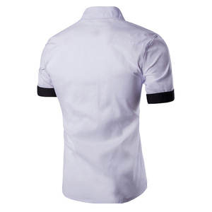Chemise à manches courtes en mélange de coton et polyester pour hommes sur mesure Satin formel respirant coutures de couleur contrastée pour l'été - Product Image 2