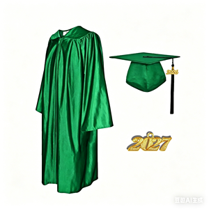 Service OEM – Ensemble de toge de graduation personnalisée en tricot brillant 100 % polyester avec toque noire et pompon pour l'école primaire, le collège et l'université - Product Image 4